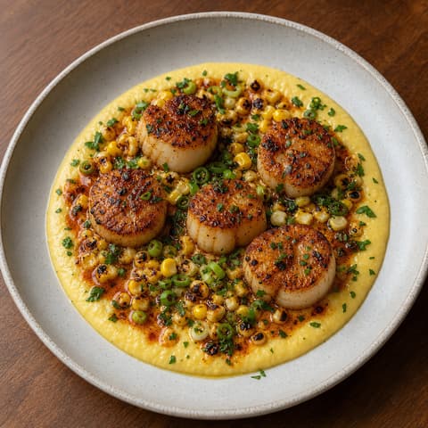 Spanish Scallops with Silky Corn