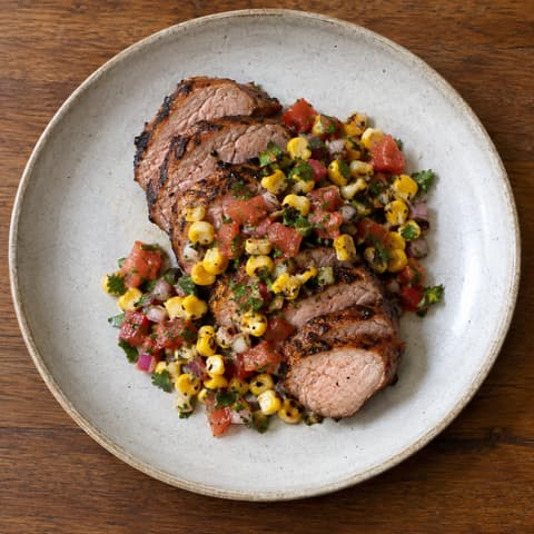 Achiote Pork with Charred Corn Salsa