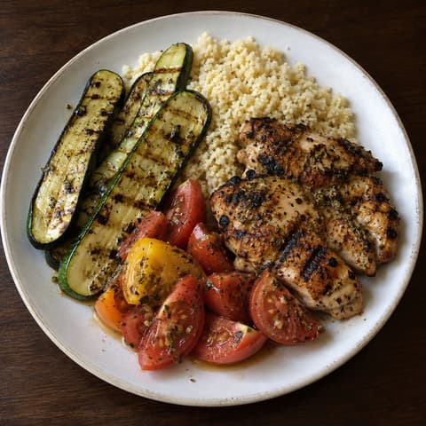 Greek Lemon Chicken with Grilled Zucchini