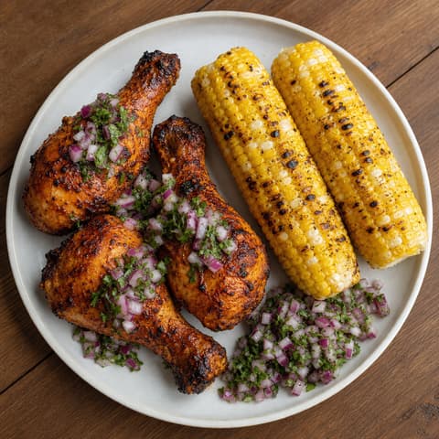 Achiote Chicken with Grilled Corn
