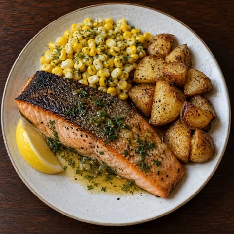 King Salmon with Brown Butter & Sweet Corn