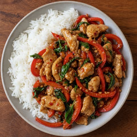 Thai Basil Chicken & Red Pepper Stir-Fry