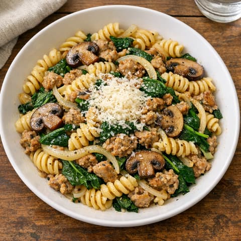 Italian Chicken Sausage Pasta with Mushrooms & Spinach
