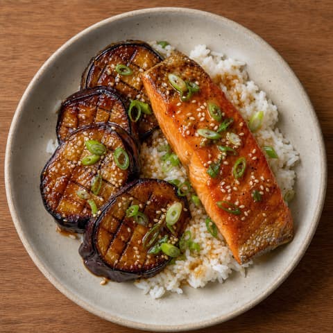 Miso-Lacquered Sockeye & Eggplant