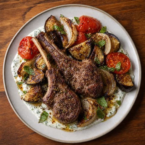 Sumac Lamb with Minted Eggplant