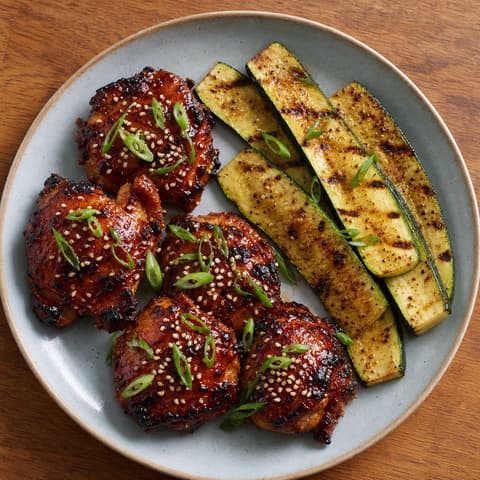 Gochujang Chicken with Grilled Zucchini