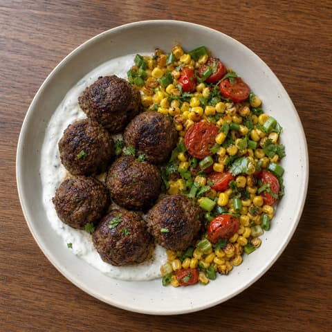 Tex-Mex Beef Meatballs with Roasted Corn