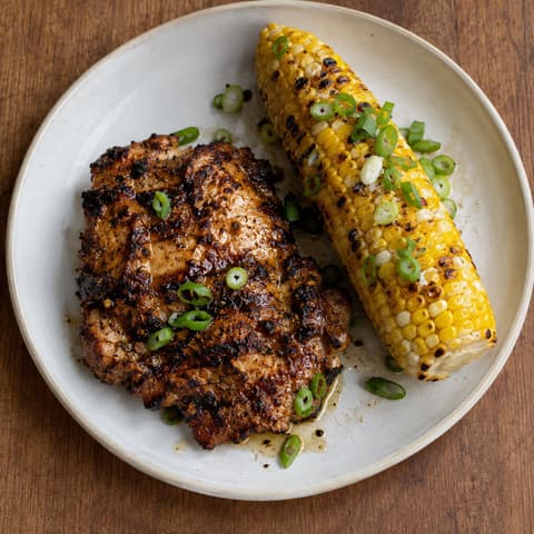 Grilled Jerk Chicken with Charred Corn