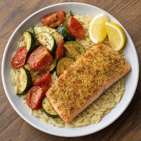Lemon-Parmesan Coho with Summer Orzo