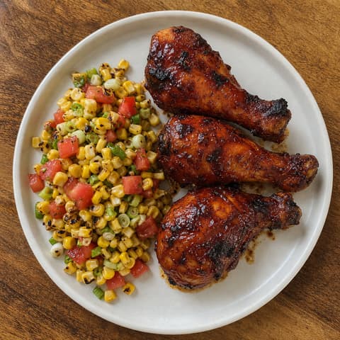 Southern BBQ Drumsticks with Charred Corn Relish
