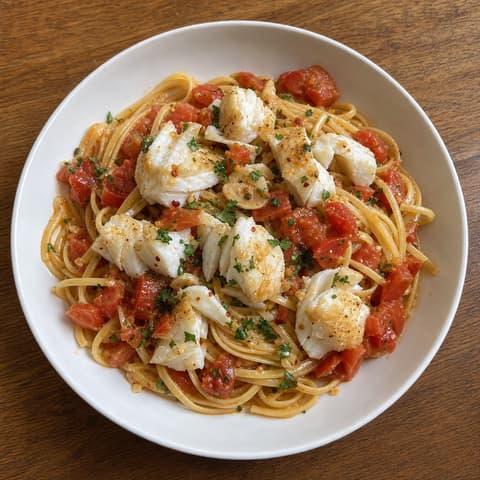 Lemony Cod & Tomato Linguine