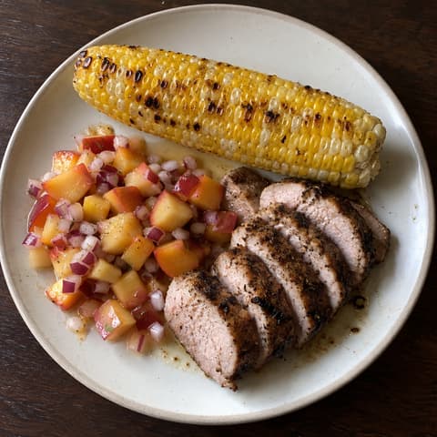Caribbean-Spiced Pork with Corn & Nectarine Salsa