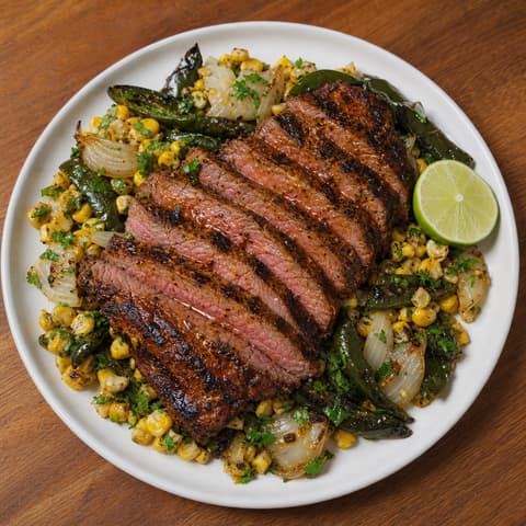 Achiote Tri-Tip with Charred Poblanos