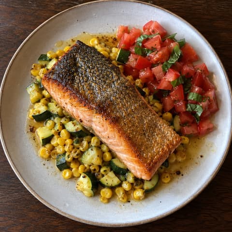 Crispy Coho with Sweet Corn and Lemon Brown Butter