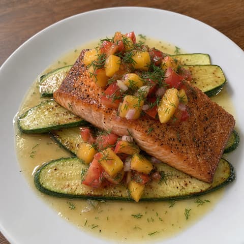Coho Salmon with Peach-Zucchini Relish