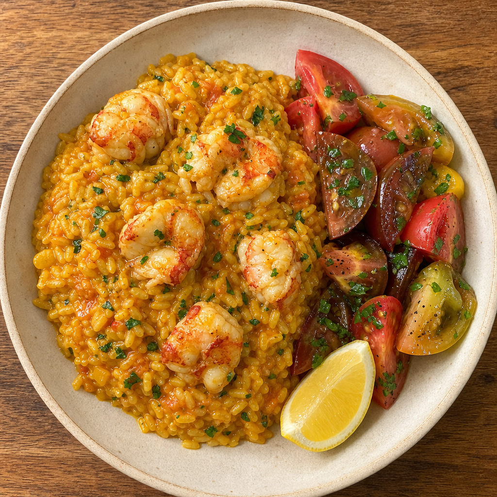 Saffron Lobster Rice with Heirloom Tomatoes