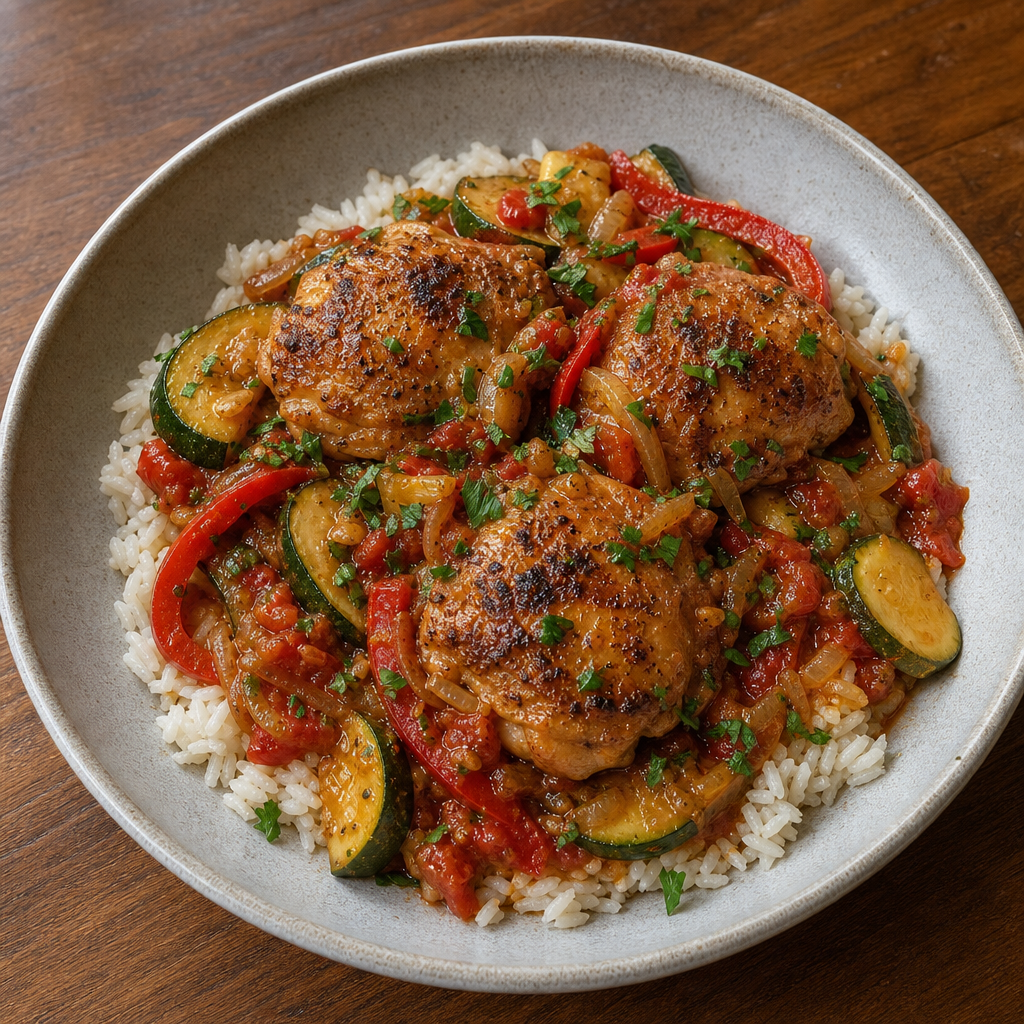 Basque Chicken with Summer Pipérade