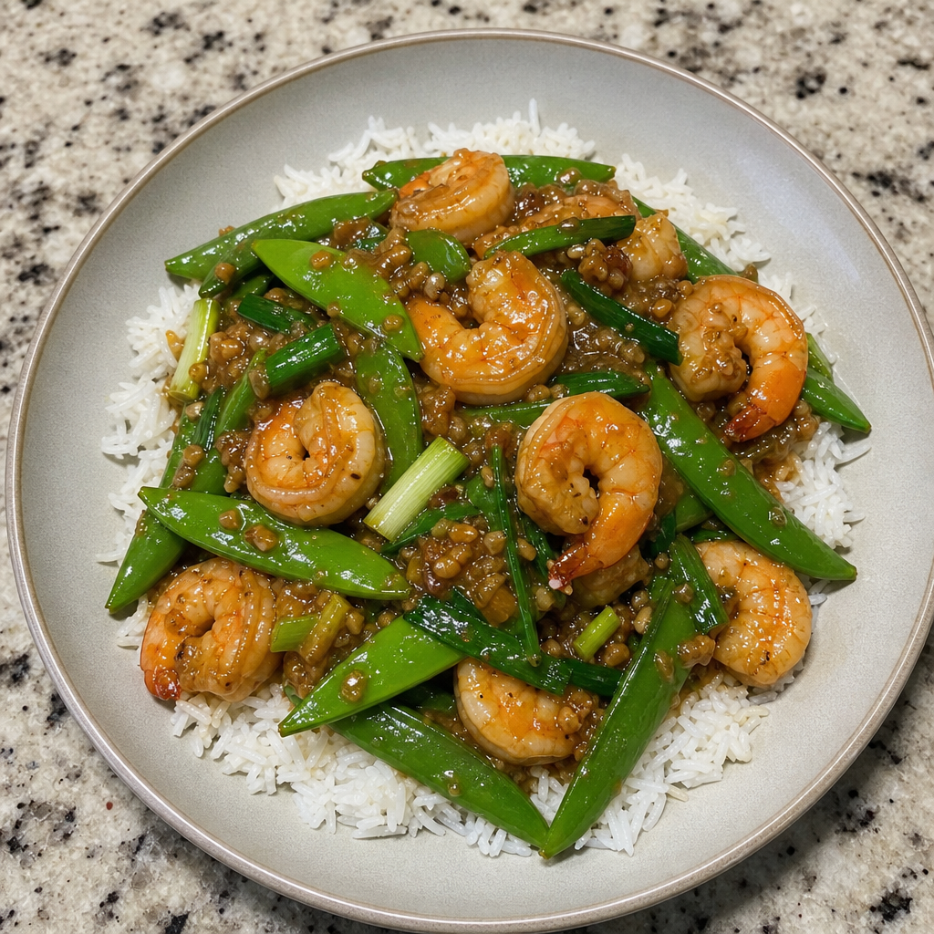 Ginger Shrimp & Snap Pea Stir-Fry
