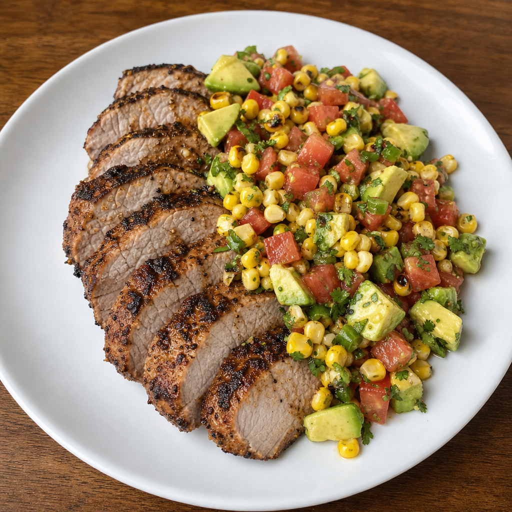 Chile-Lime Pork with Charred Corn Salsa