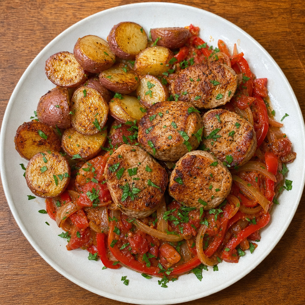 Paprika Pork with Summer Piperade