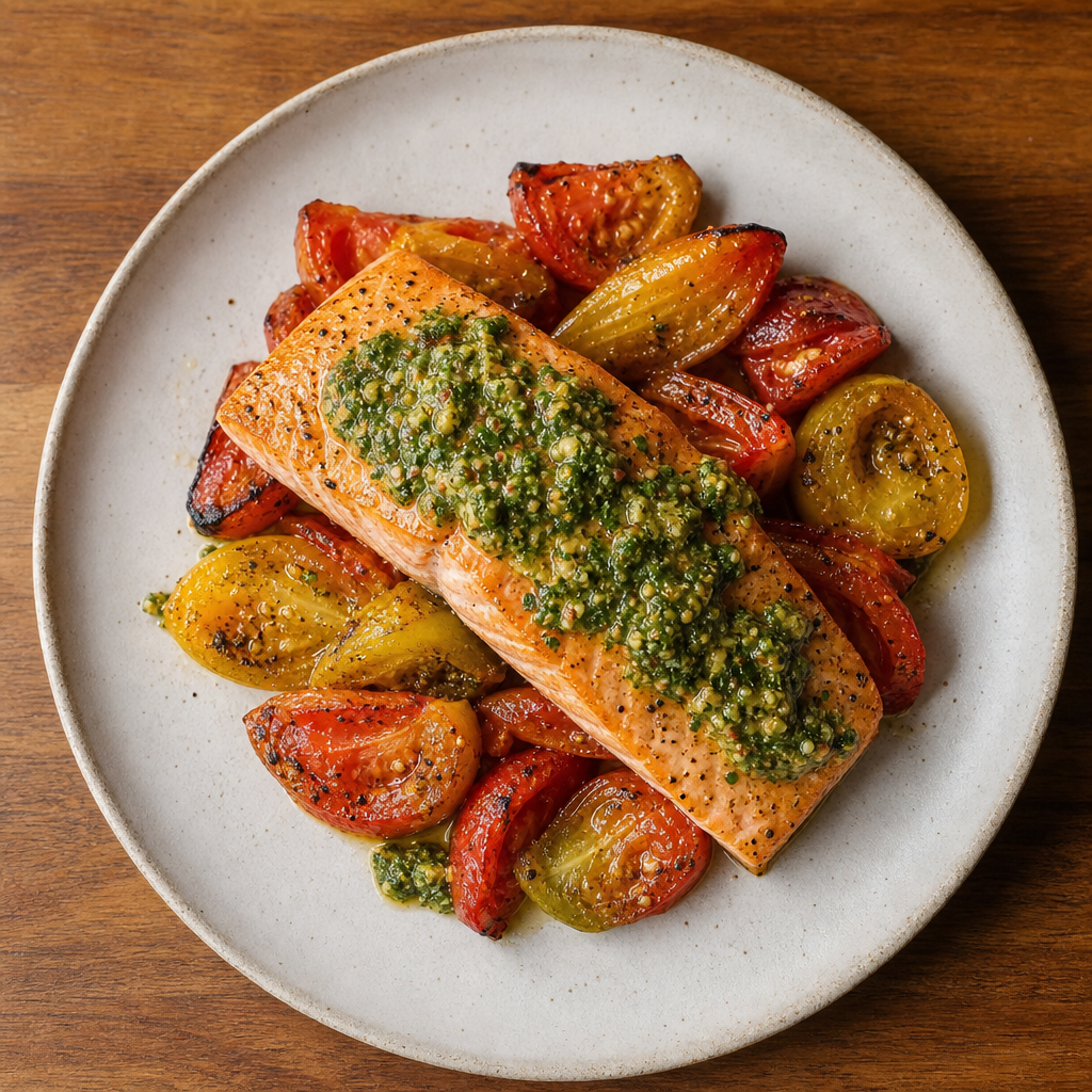 Georgian-Style King Salmon with Walnut Herbs