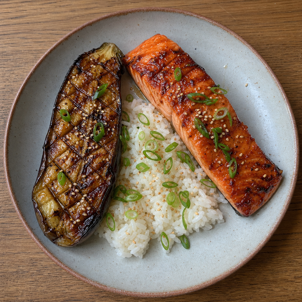 Miso-Lacquered Sockeye & Eggplant