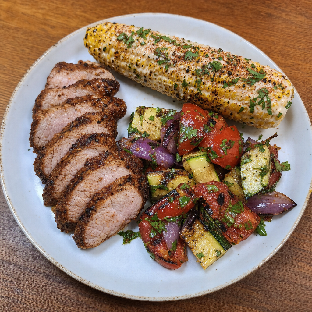 Oaxacan Chile-Grilled Pork & Corn