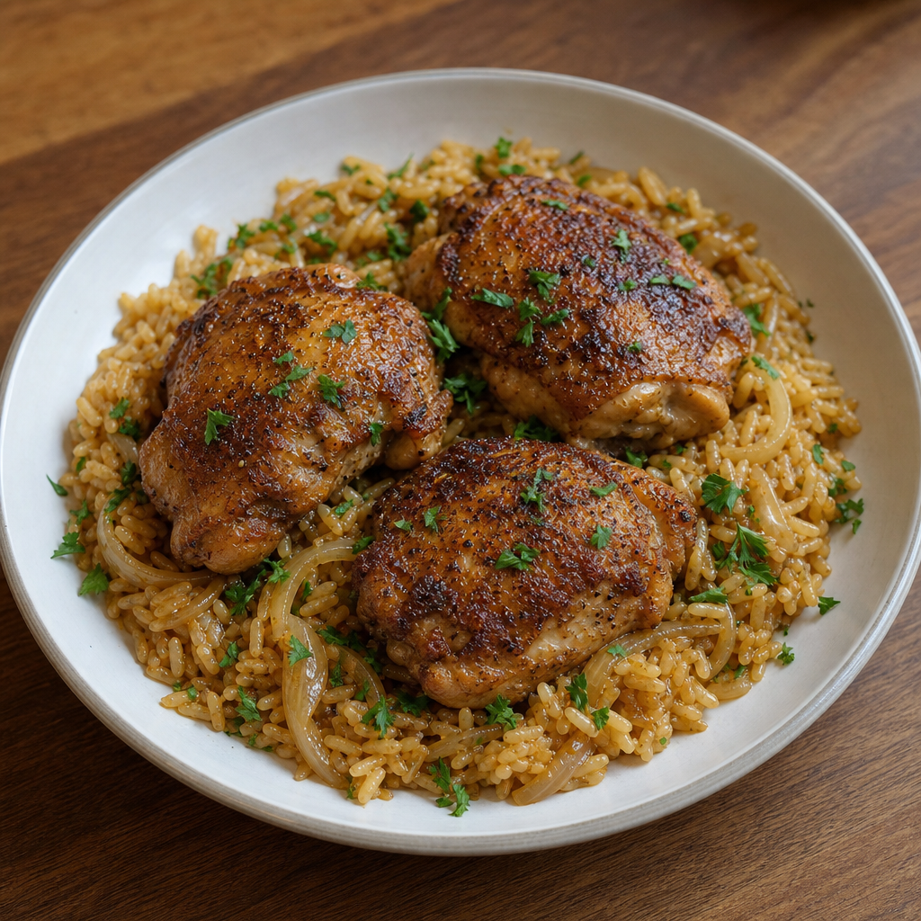 Armenian Chicken and Walla Walla Onion Pilaf