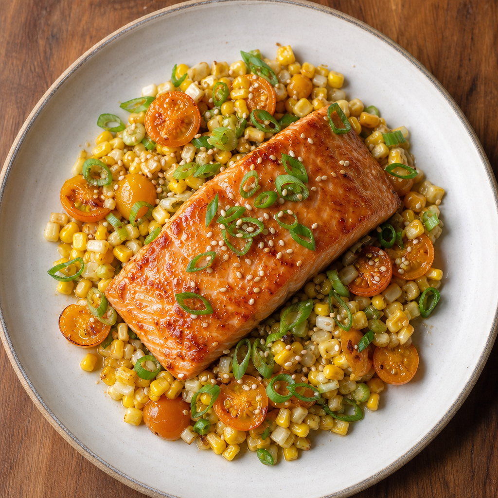 Miso King Salmon with Summer Corn