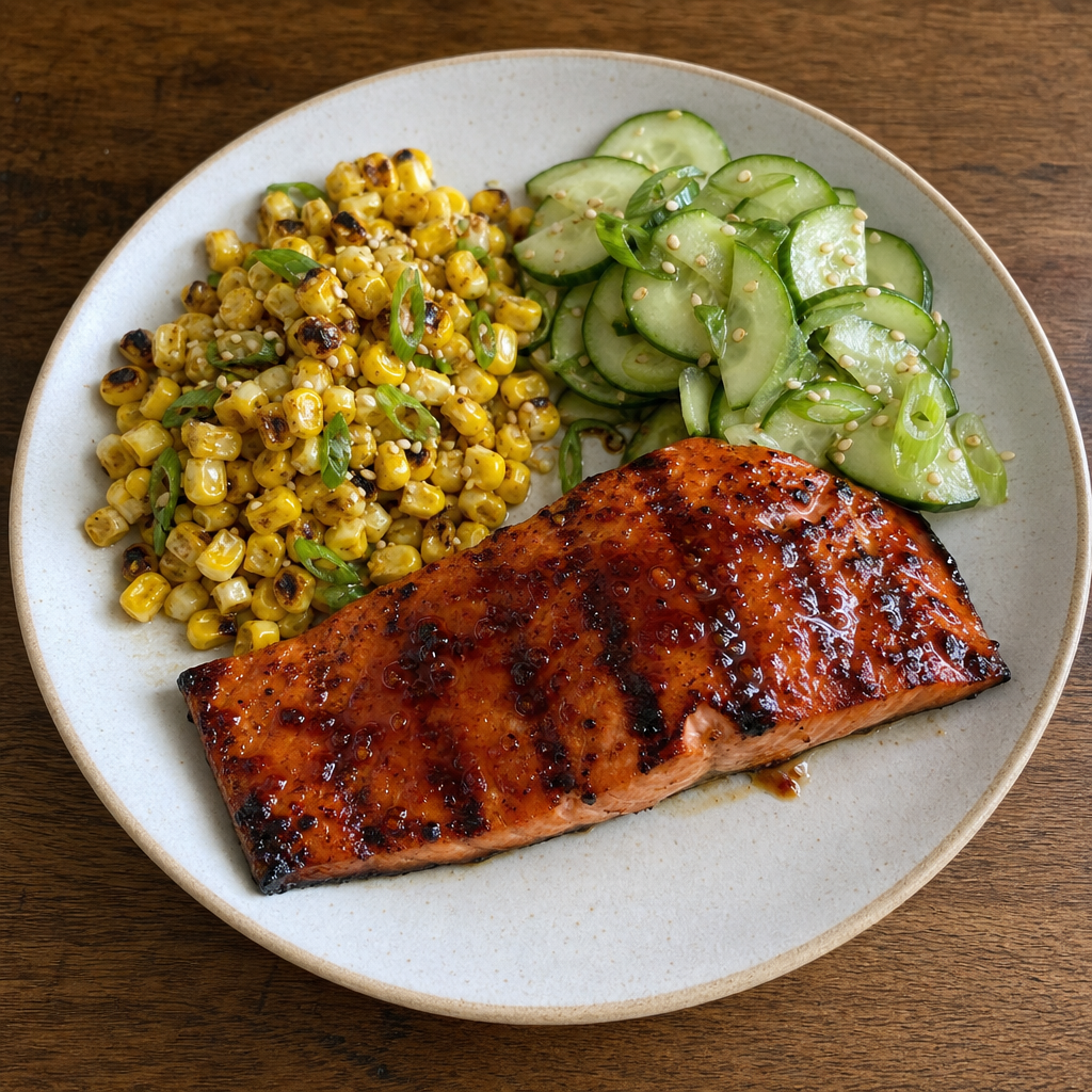 Gochujang-Glazed Sockeye with Charred Corn