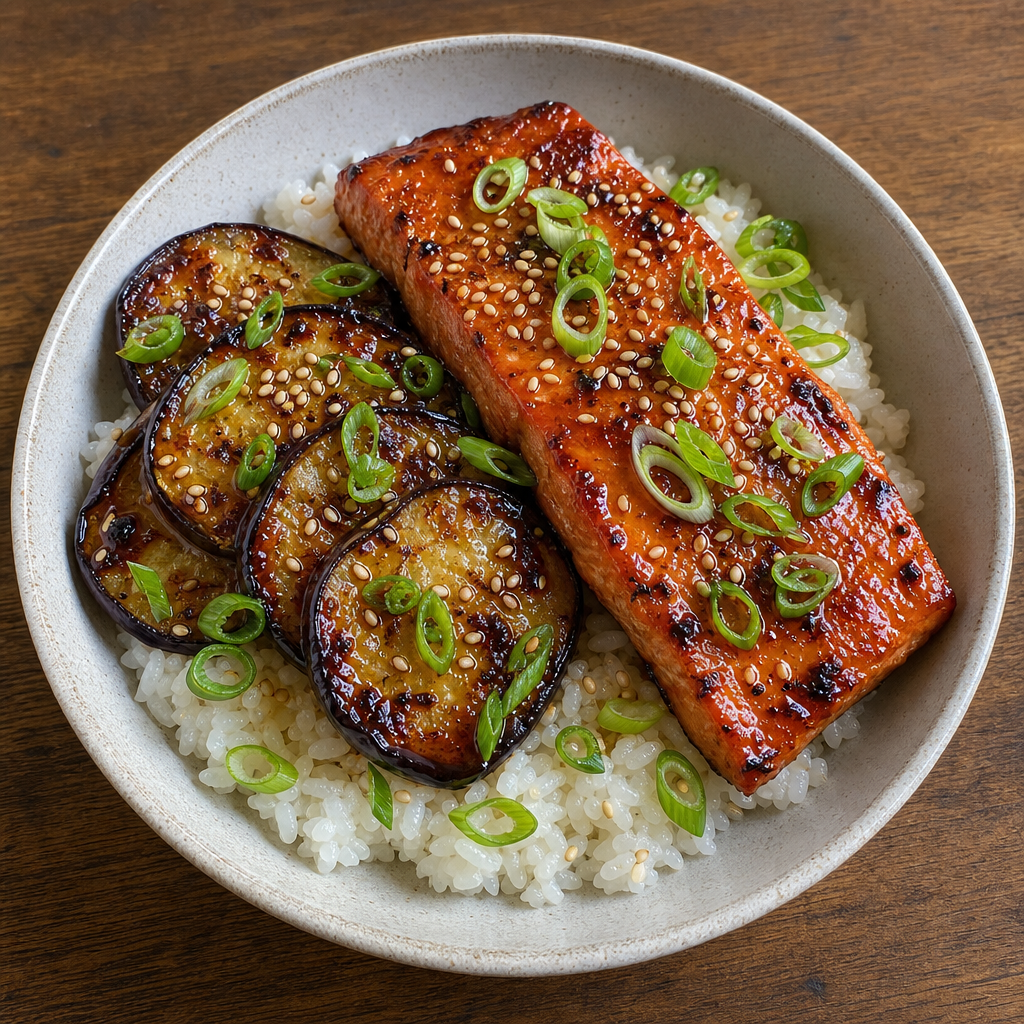 Miso-Lacquered Sockeye & Eggplant