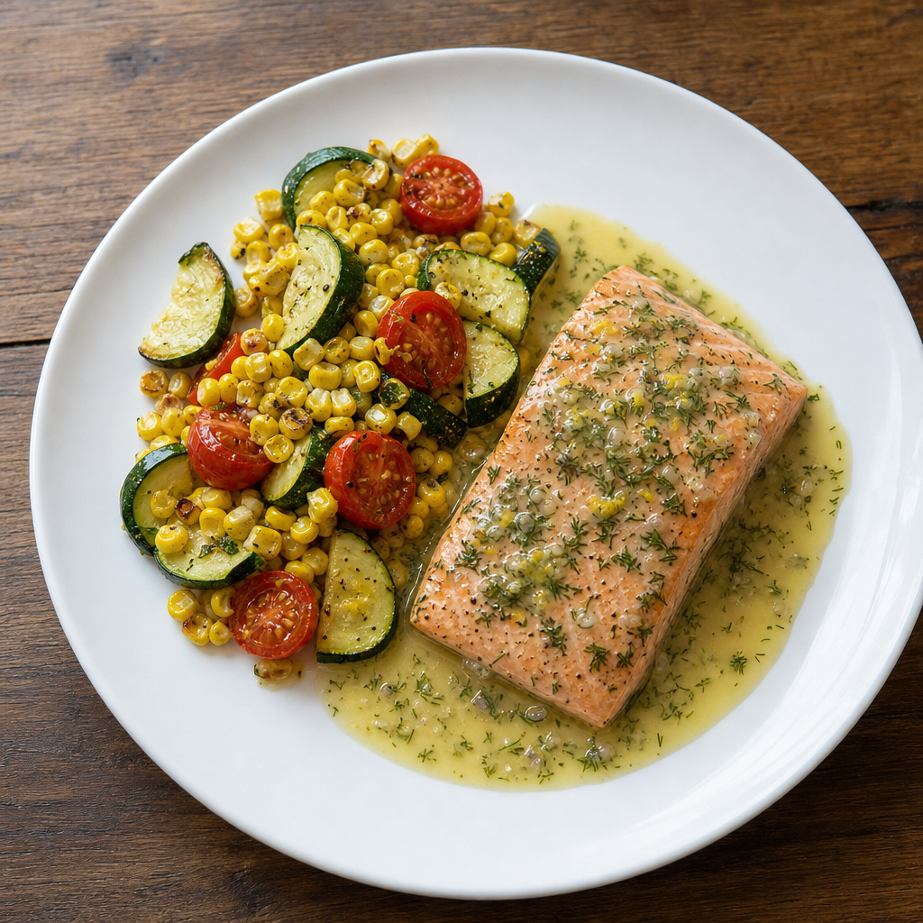 Roasted Coho with Summer Succotash