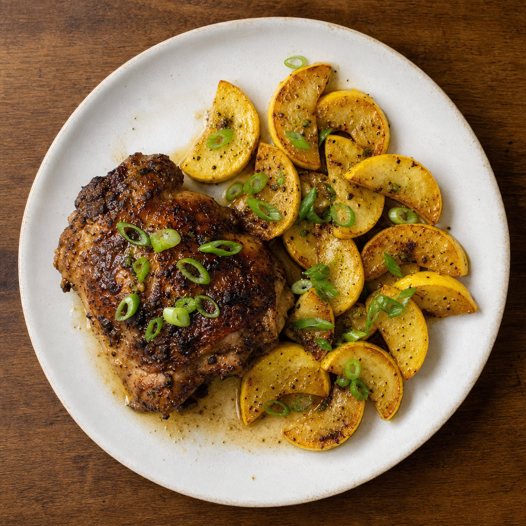 Roasted Jerk Chicken & Summer Squash