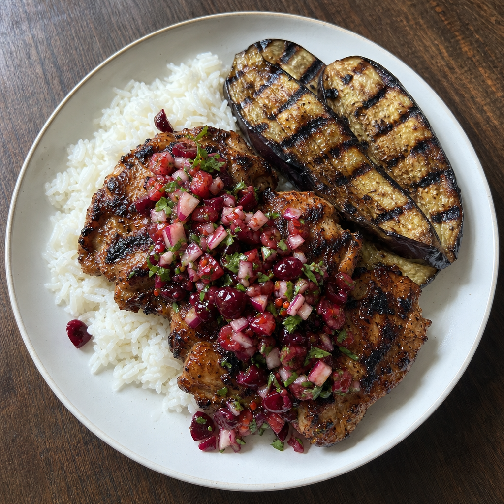 Malaysian Grilled Chicken with Cherry Sambal