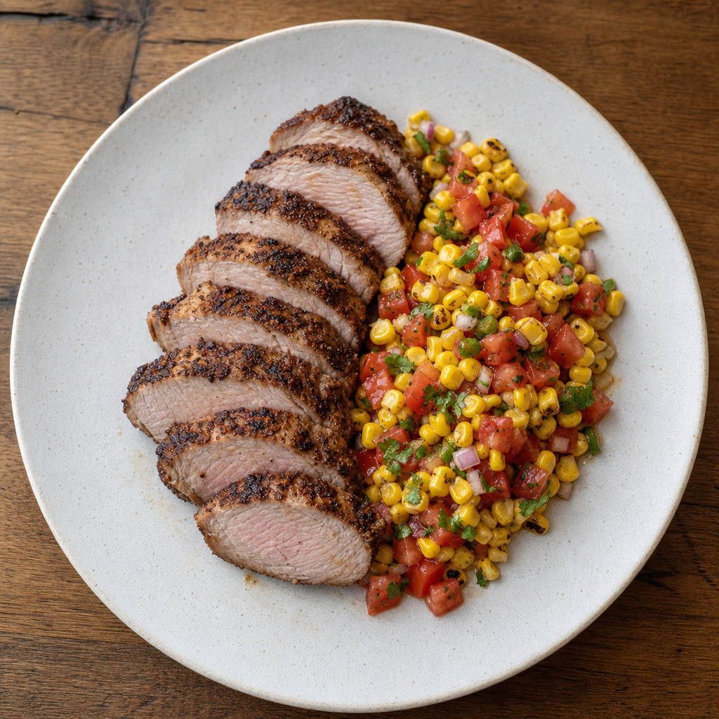 Peruvian Grilled Pork with Corn Salsa