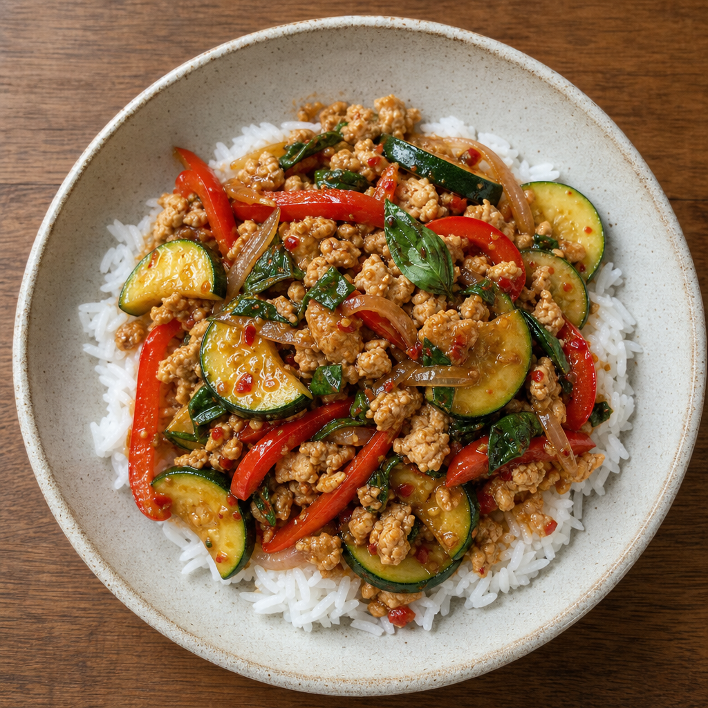 Sambal-Lime Chicken & Zucchini Stir-Fry