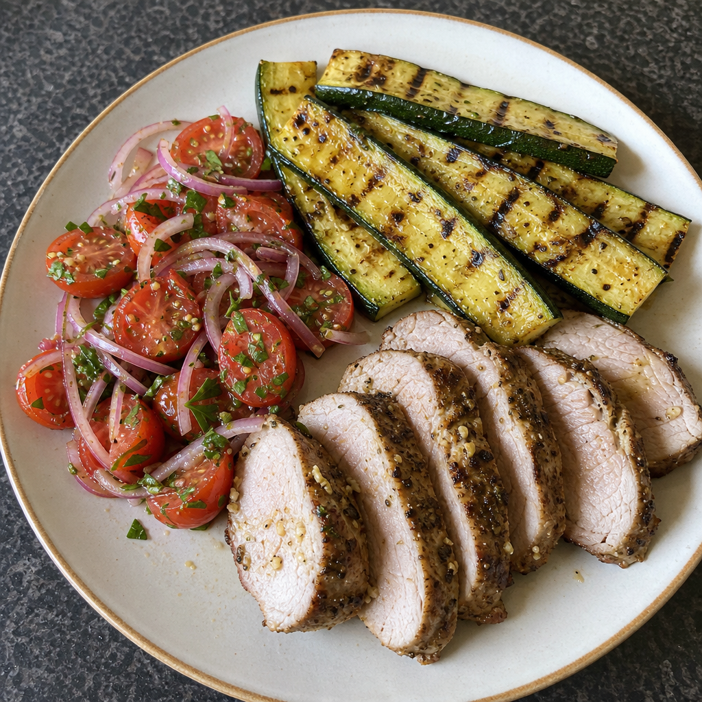 Greek Grilled Pork & Zucchini