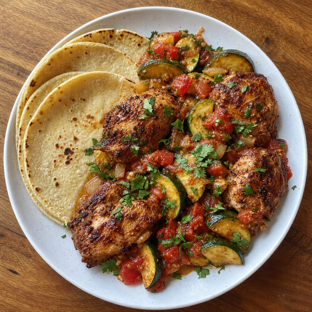 Chipotle-Lime Chicken with Calabacitas
