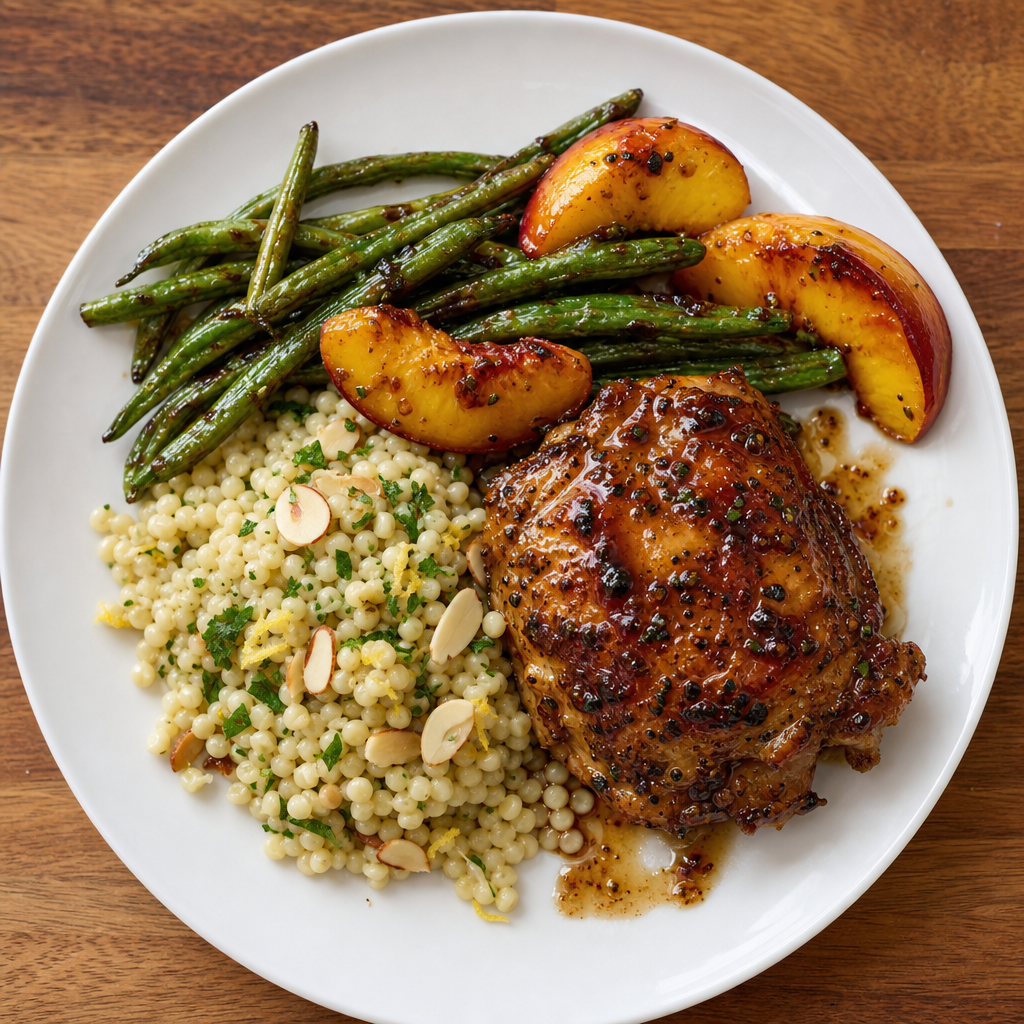 Balsamic-Peach Chicken with Almond Couscous