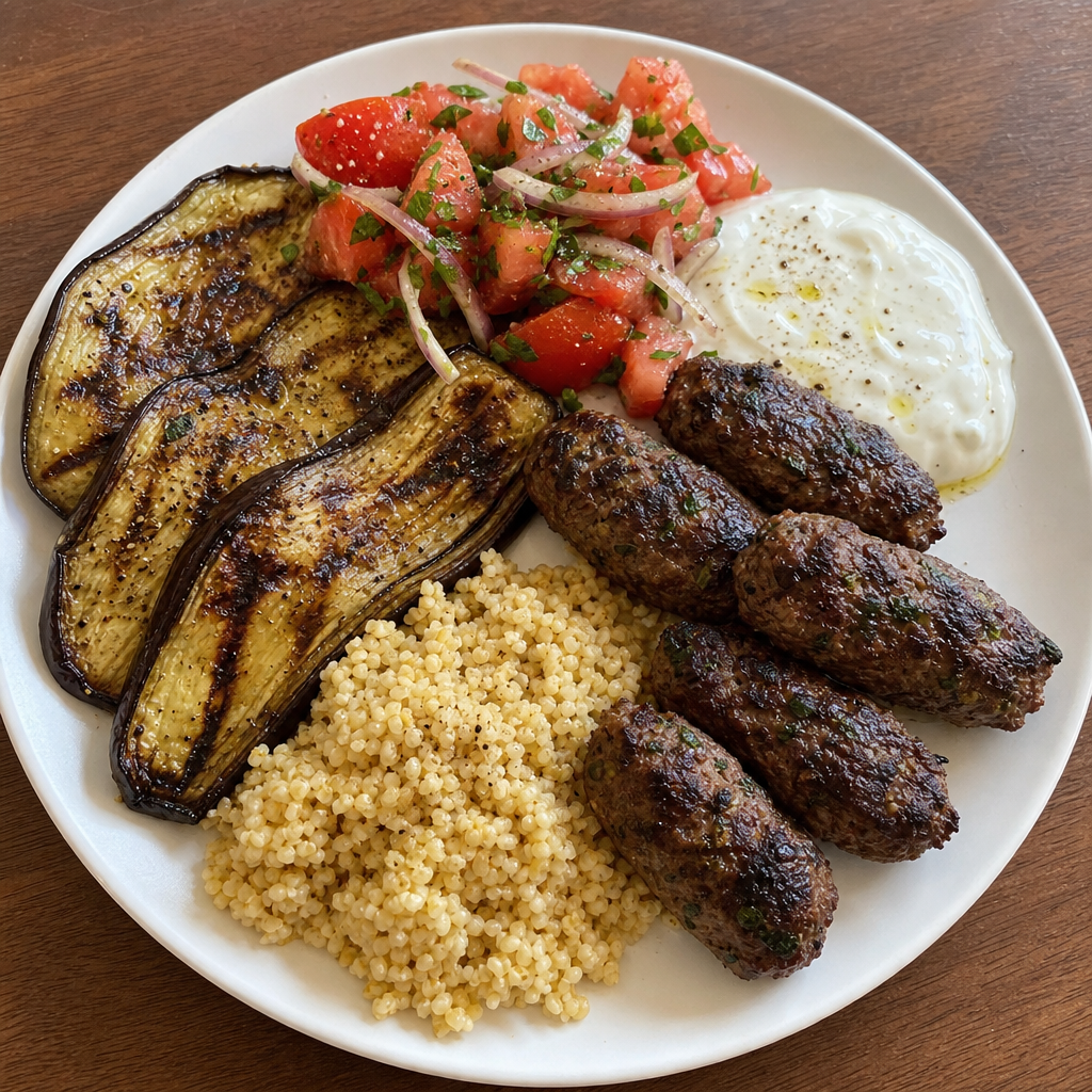 Turkish Grilled Köfte & Eggplant