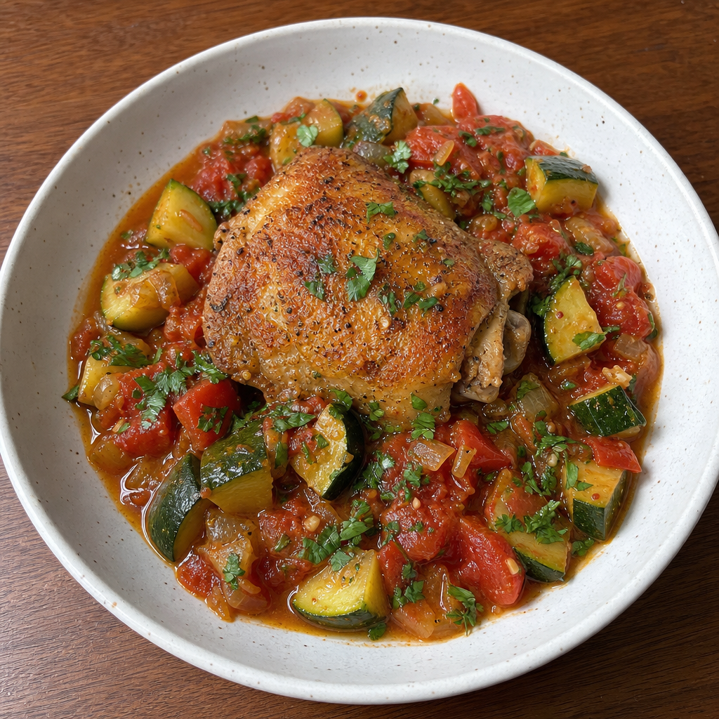 Georgian Tomato Chicken with Zucchini