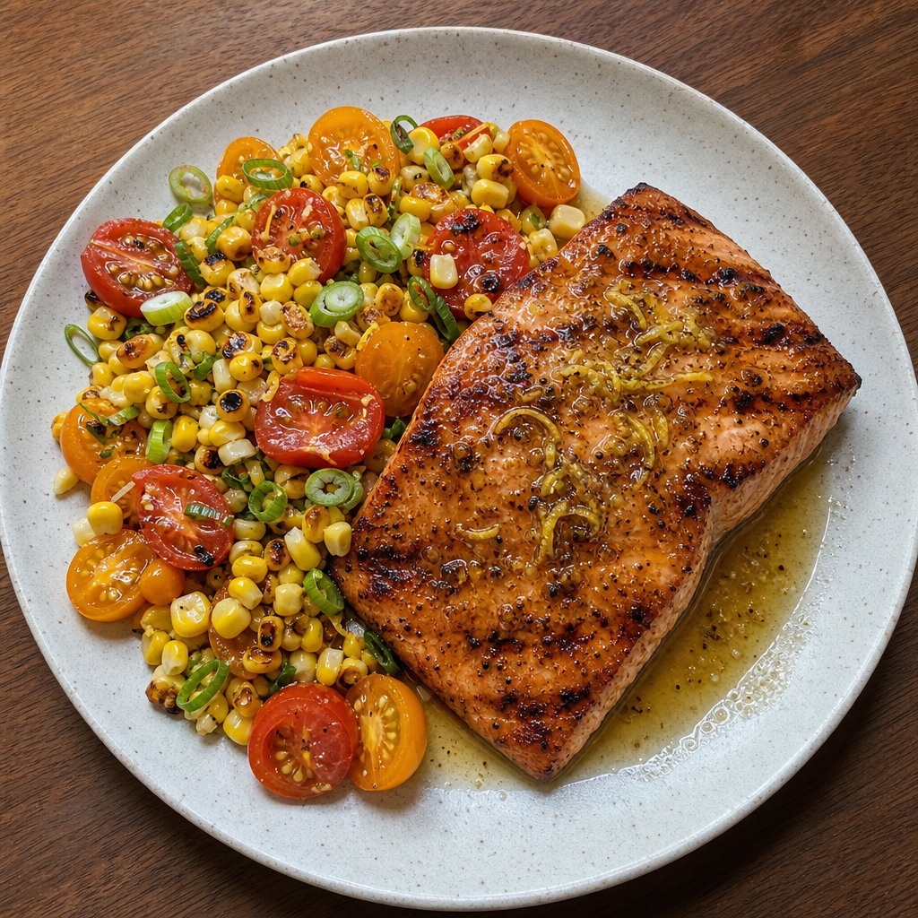 Grilled King Salmon & Charred Corn