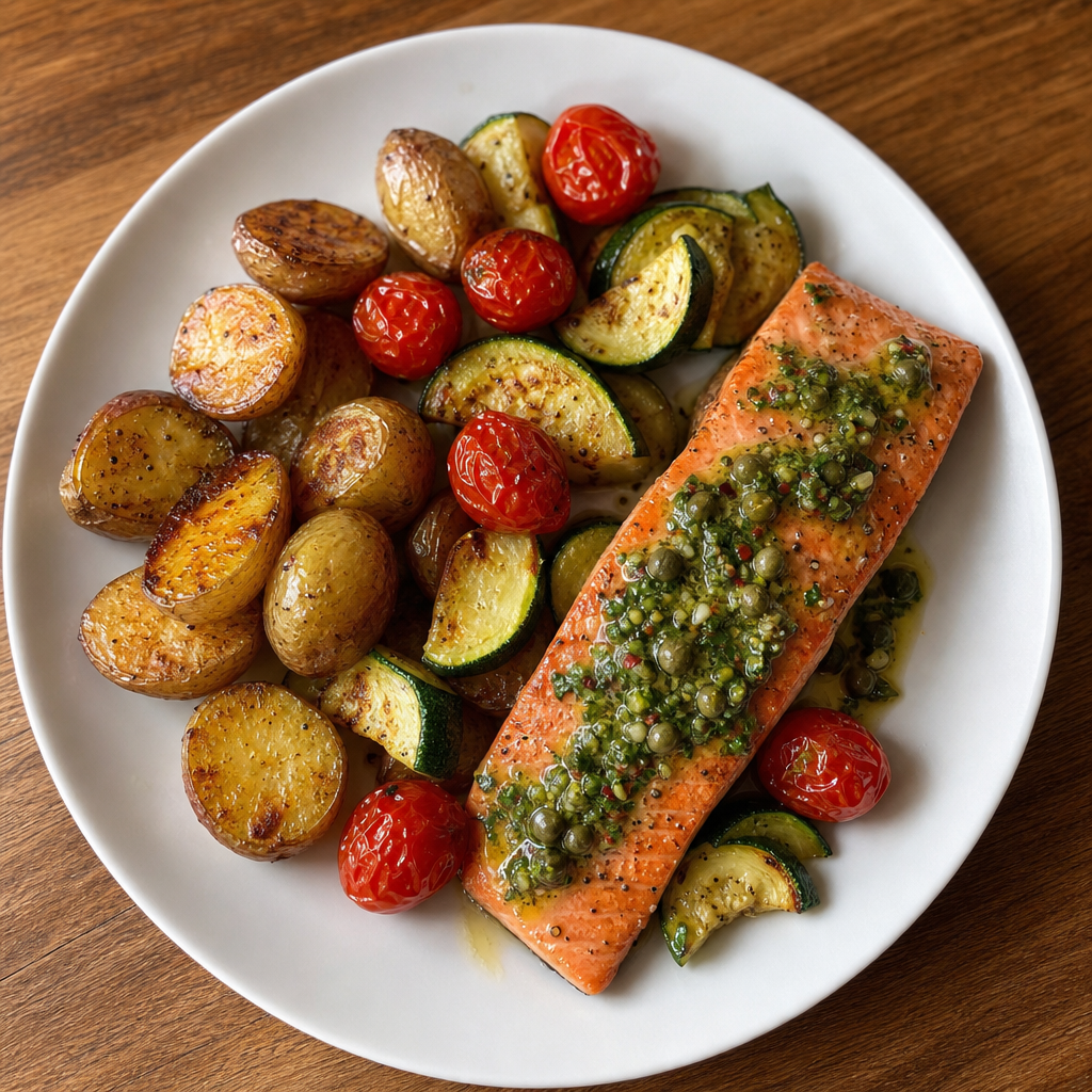 Roasted Sockeye with Basil-Caper Verde