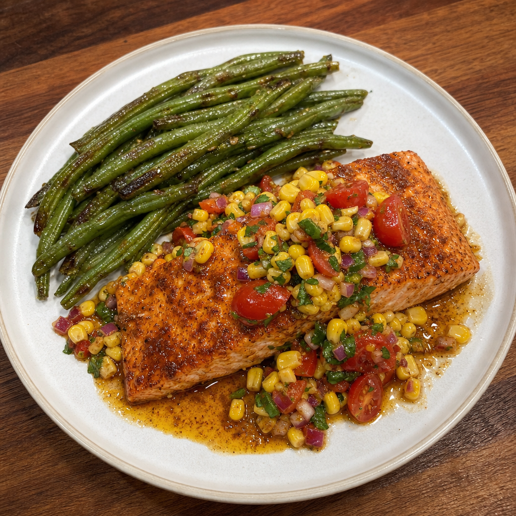 Chilean Sockeye with Corn Pebre