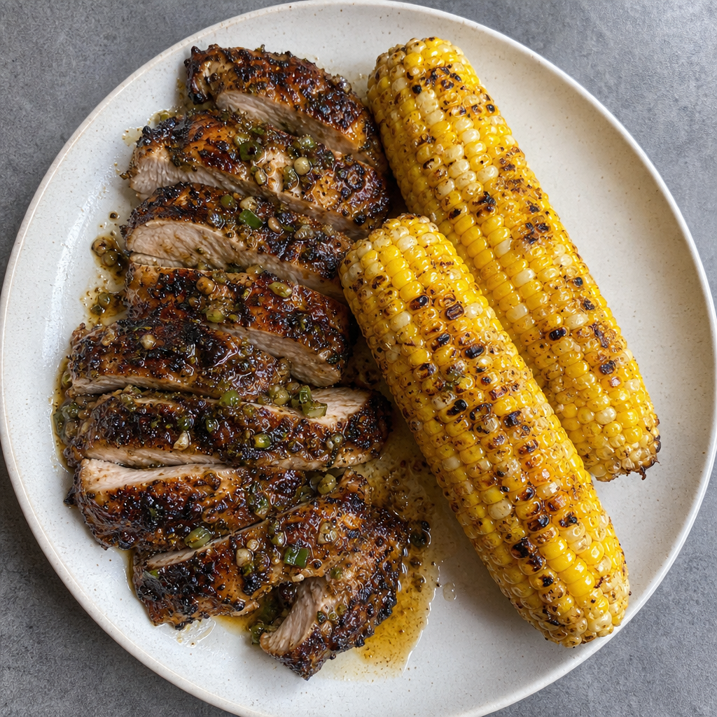 Jerk Chicken with Charred Corn
