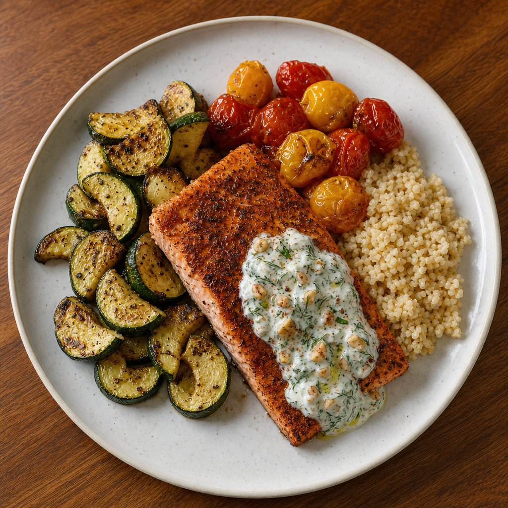 Sumac King Salmon with Walnut-Dill Sauce