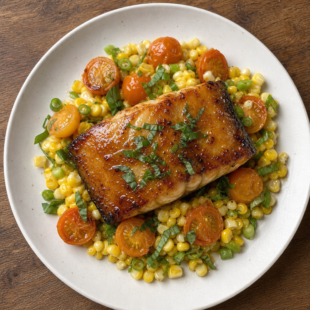 Maple-Roasted Sablefish with Summer Corn