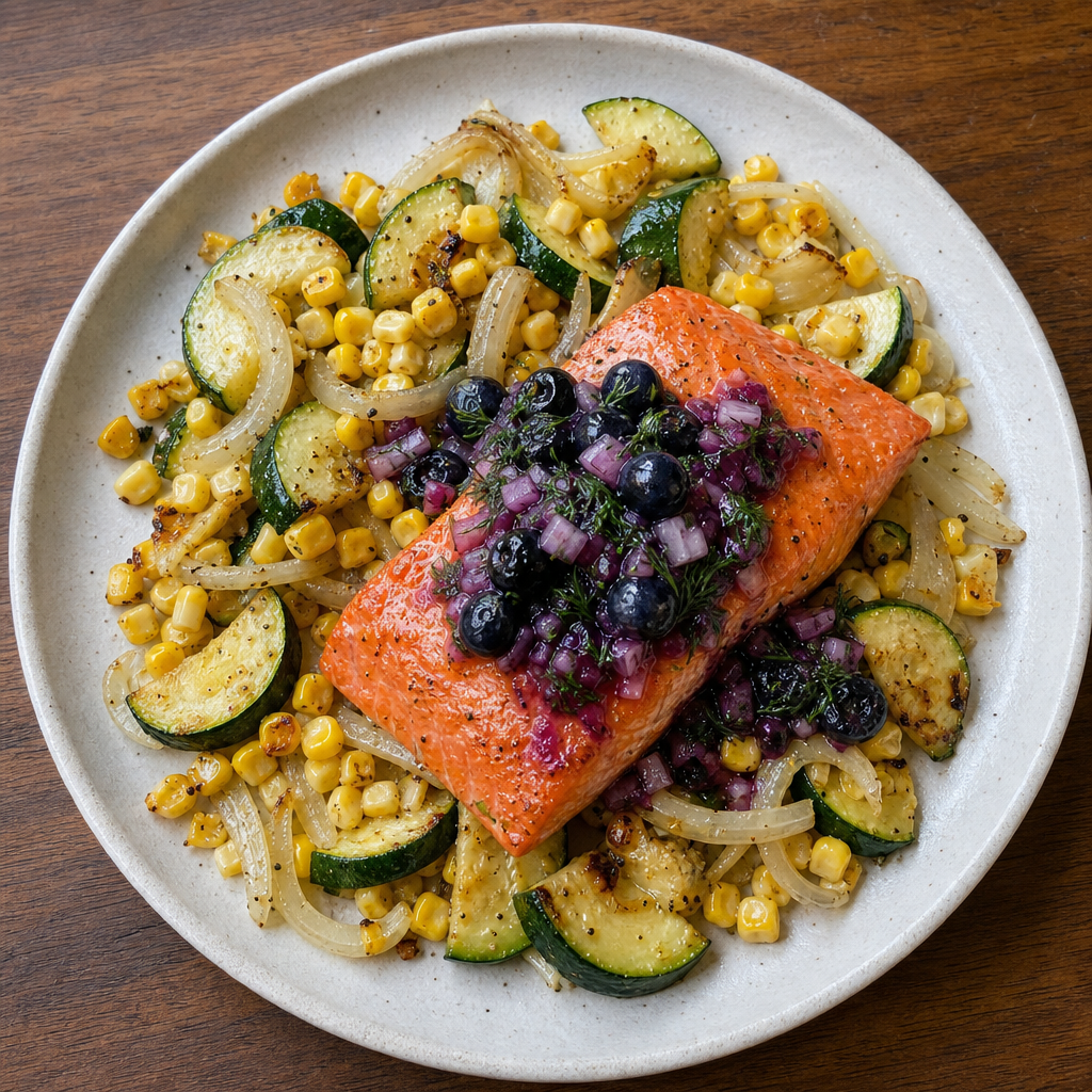 Roasted Sockeye with Summer Succotash