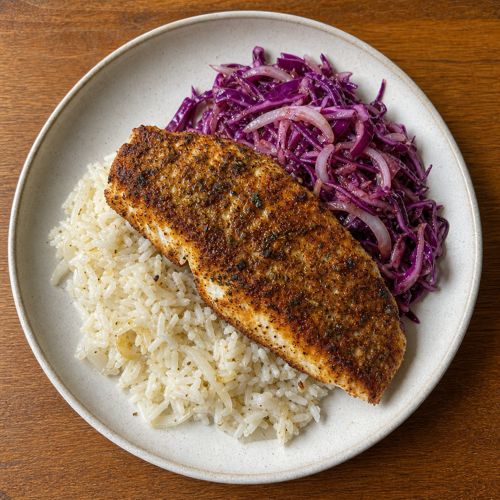 Caribbean Rockfish with Lime Slaw