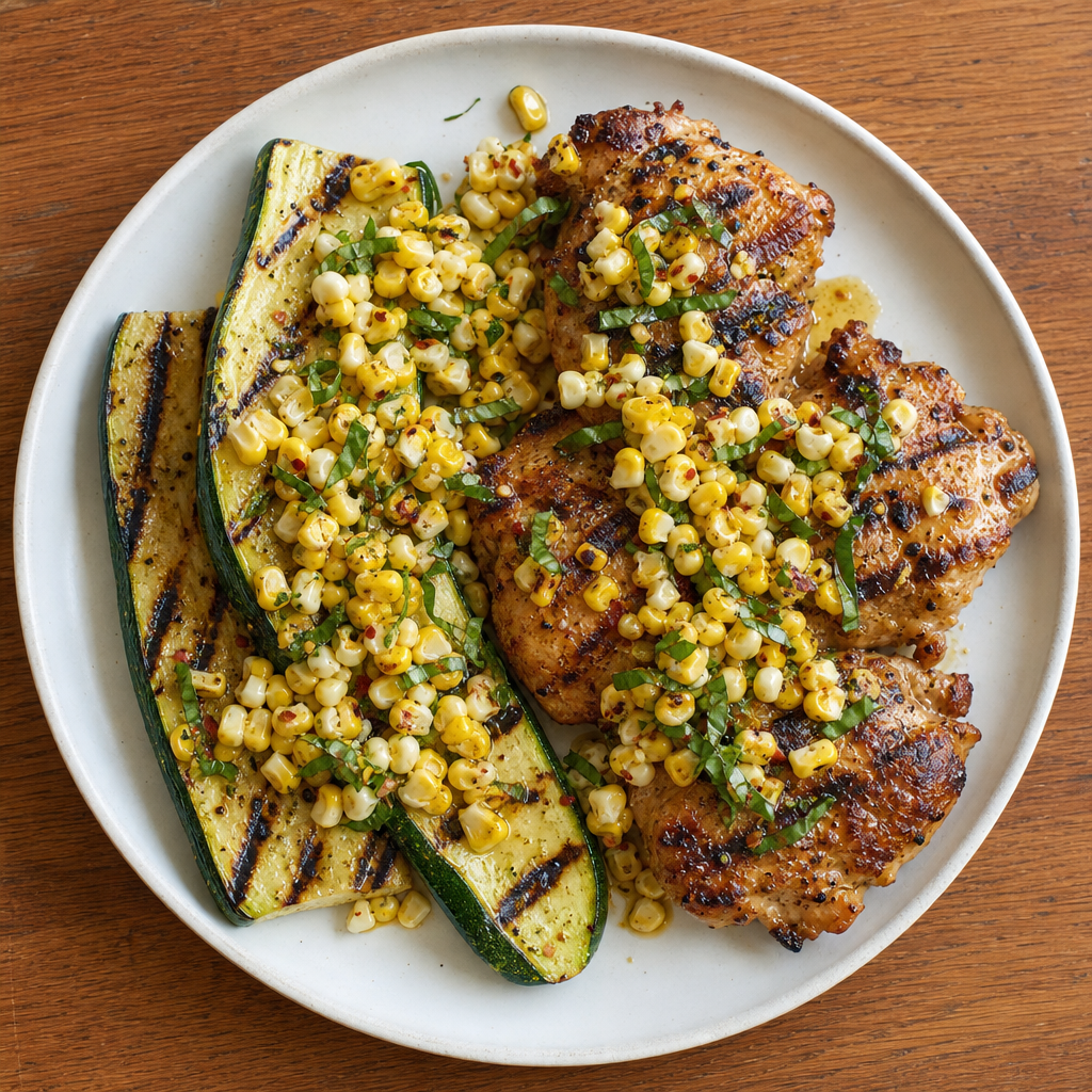Grilled Lemon Chicken with Corn-Basil Relish